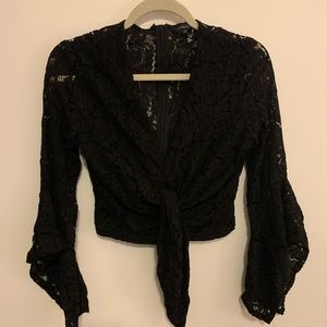 Black lace crop